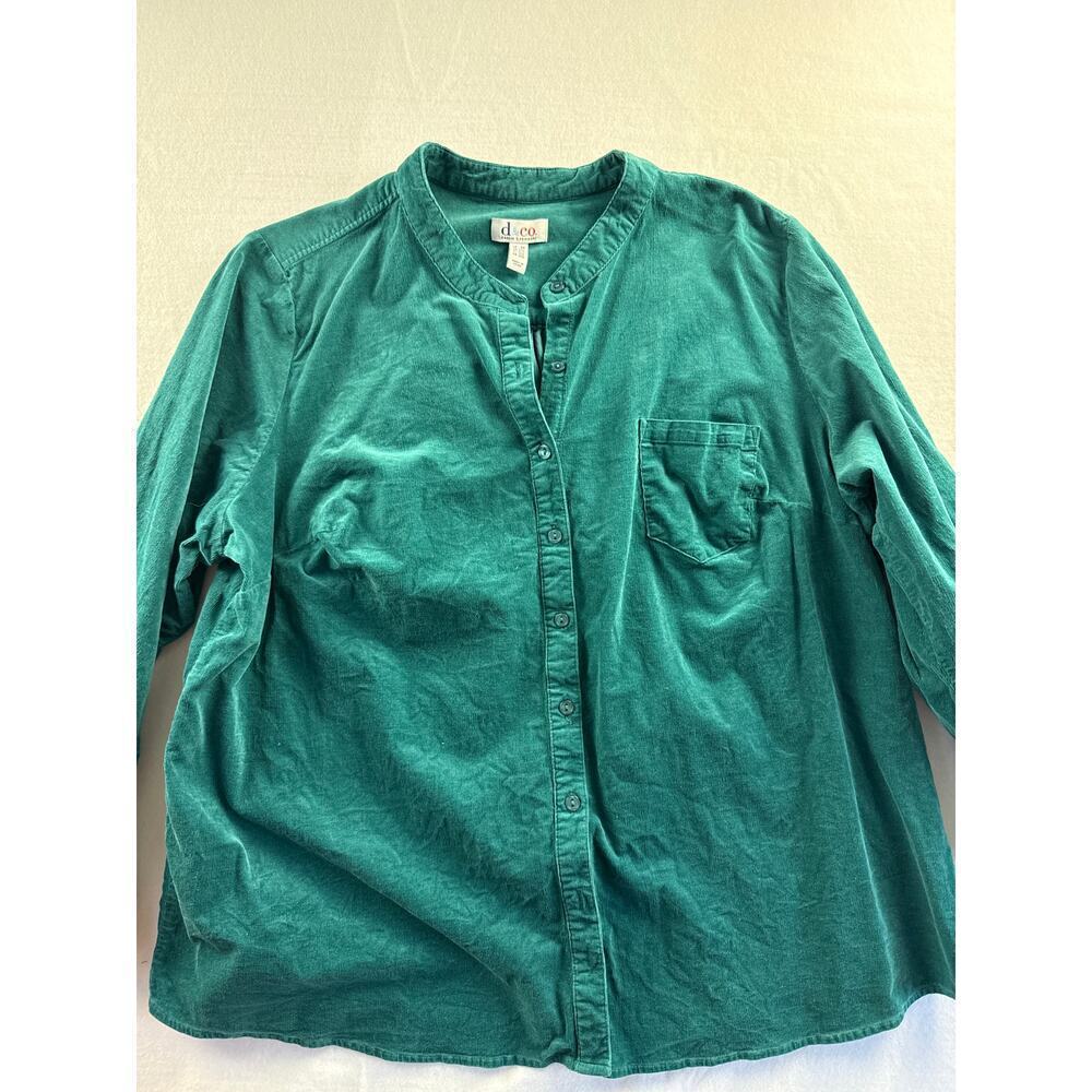 Women’s D&Co Cyan Corduroy Button up Sz 2X
